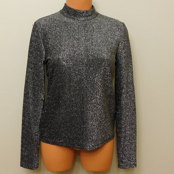 MICHAEL Michael Kors Tops - A159 Michael Kors  Metallic-Threaded Mock-Neck Top